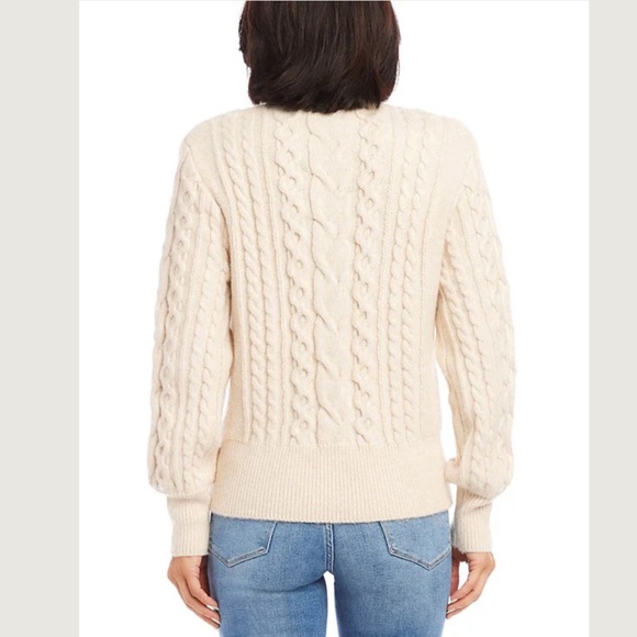 KAREN KANE CABLE KNIT SWEATER Women's Cream Cable Knit Sweater Med New - Picture 2 of 6